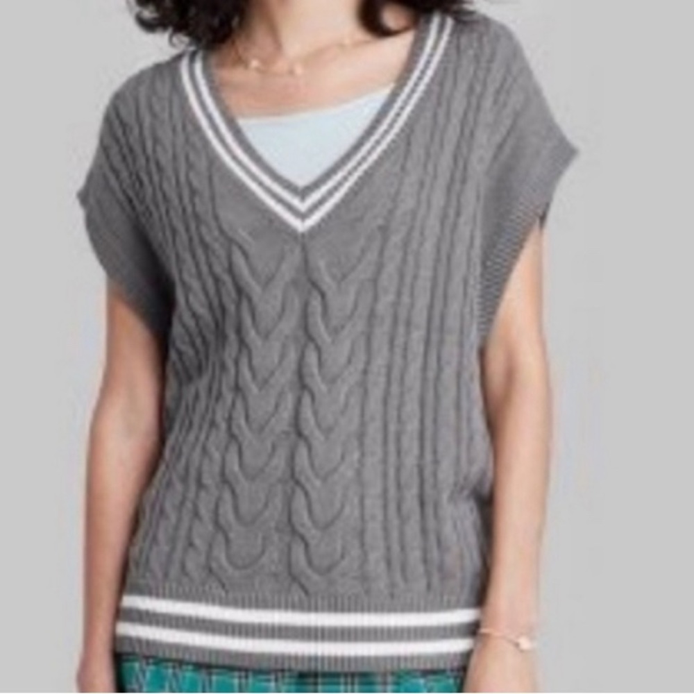 Grey Sleeveless V-Neck